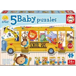 Educa 17575_ Bus animalitos. 5 Baby Puzzles 19 piezas