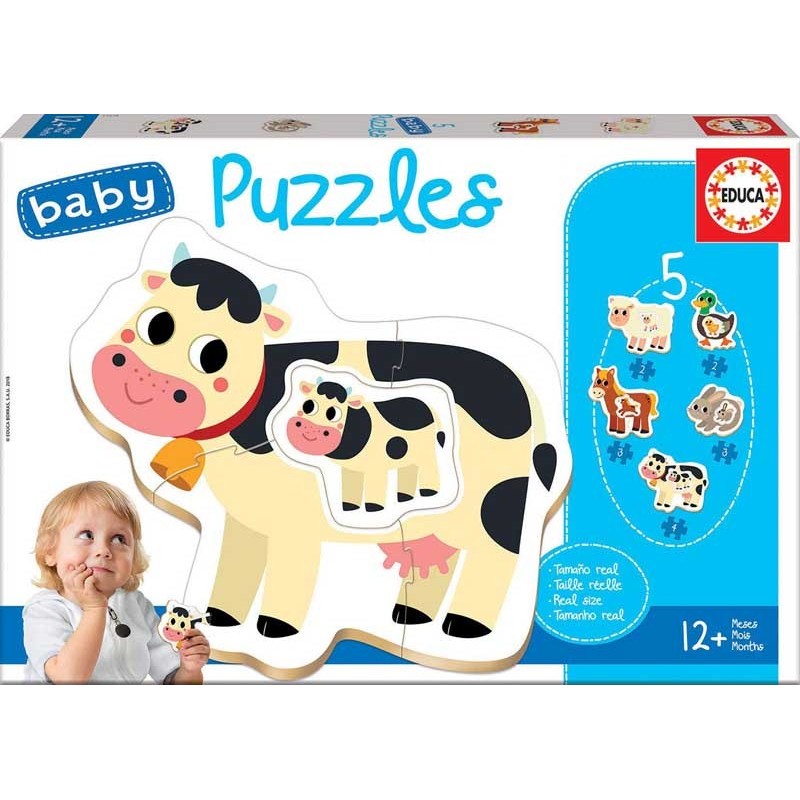 Educa 17574 Baby. Animales de la granja (5 Puzzles de 2 a 4 piezas)