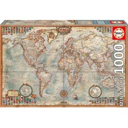 Educa 16764 Puzzle Miniature_ El Mundo, Mapa Politico. 1000 Piezas