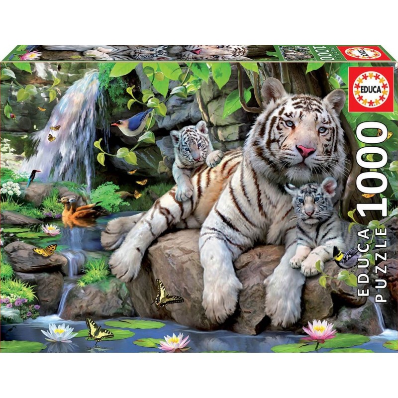 Educa 14808_ Tigres blancos de Bengala. Puzzle 1000 piezas
