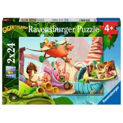 Ravensburger_ Rocky, Bill, Mazu y Tiny (Gigantosaurus) Puzzle 2 x24 pzas