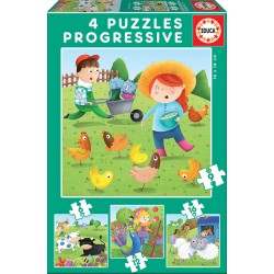Animales de la granja_ Puzzle progresivo 6,9,12 y 16 piezas