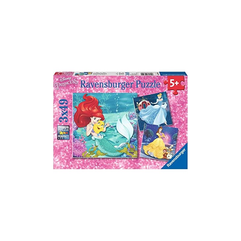 Ravensburger Disney Princesas_ Las aventuras de las princesas. Puzzle 3 x 49 piezas