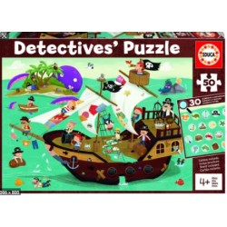 Educa 18896_ Puzzle detective. Barco Pirata 50 piezas
