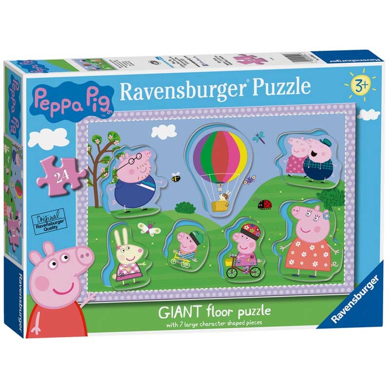 Ravensburger 03026_ Diversión al Sol.  Peppa Pig. Puzzles gigante para suelo 24 piezas.
