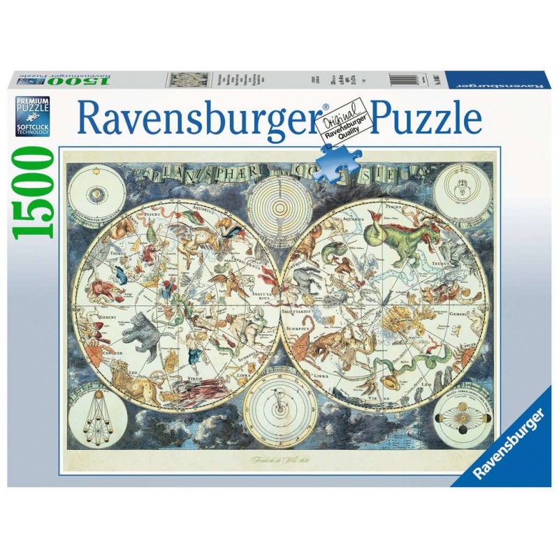 Ravensburger 16003_ Mapa Mundial de Bestias Fantasticas_ Puzzle 1500 Pzas