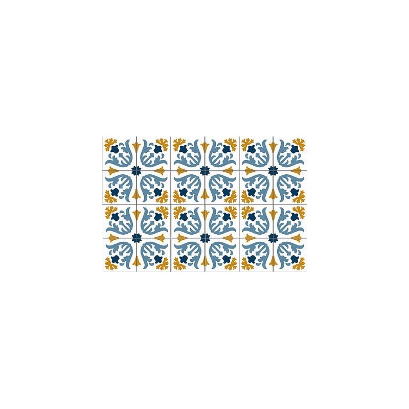 Suelo Mosaico Victoriano/hidráulico  Azul/amarillo 1/12