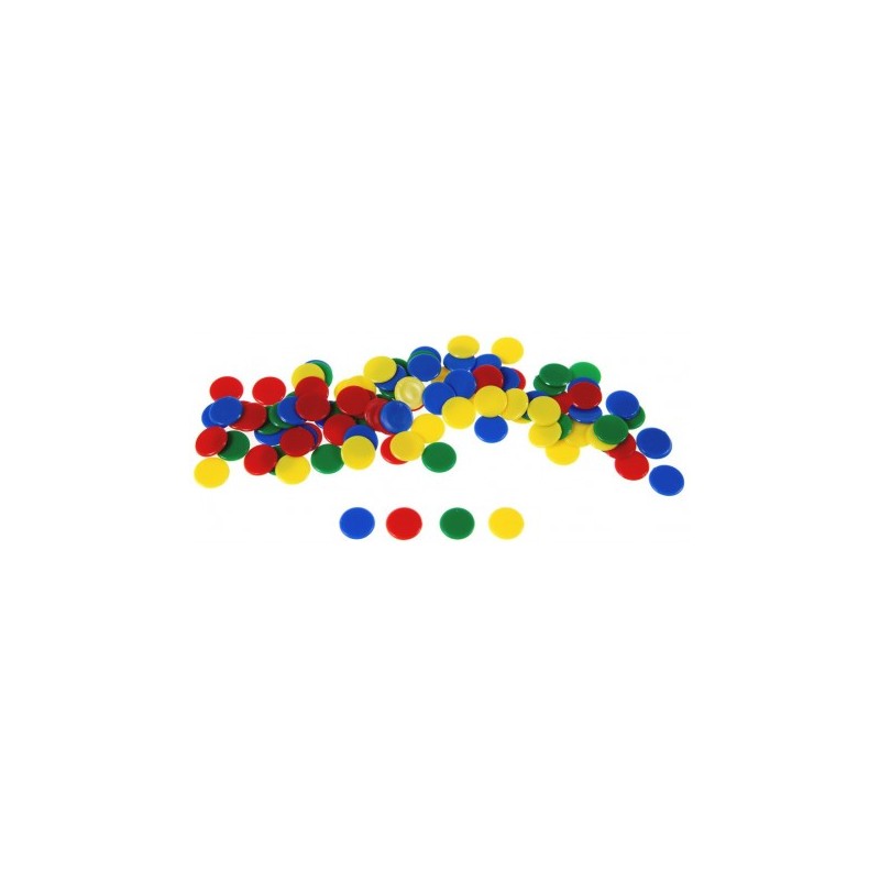 Fichas de colores de 15 mm. 100 Uds.