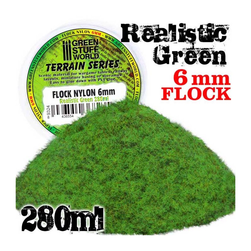 Flock Nylon 6 mm. Verde Realista 280 ml.