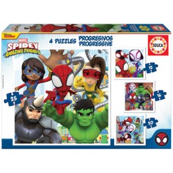 Disney Junior Marvel. Amazing Friends. Puzzles Progresivos 12-16-20-25 piezas