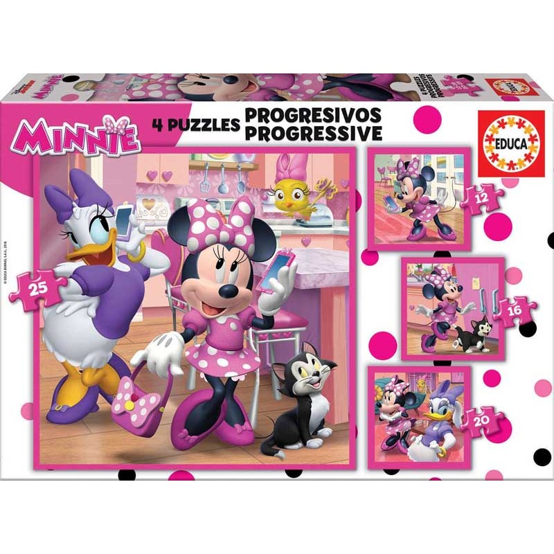 Disney Junior Minnie. Puzzles Progresivos 12-16-20-25 piezas