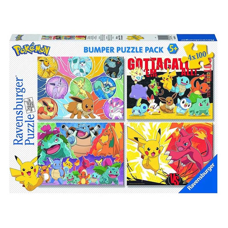 Nuestros Amigos Pokemon. Bumper Puzzle  4 x 100 piezas