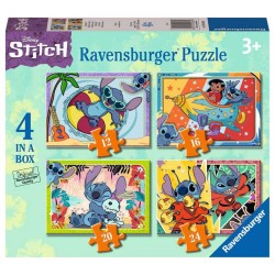 Modo Vacaciones. Disney Stitch. 4 in a box. Puzzles progresivos