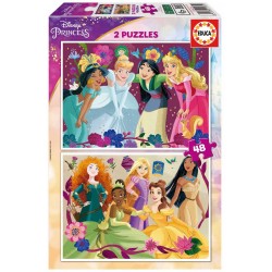 Princesas Disney. Puzzle 2x48 piezas